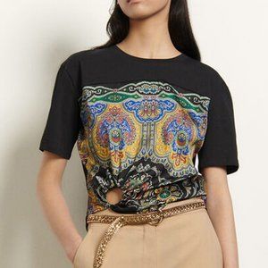 SANDRO Multi Color-Black T-shirt Printed Insert